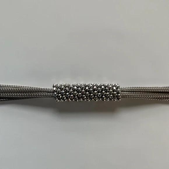 AE Sterling Silver 925 Multistrand Wheat Link Caviar Accent Bracelet 7.25" Italy - Picture 3 of 7